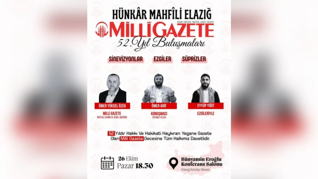 Milli Gazete 52. Yılını Elazığ’da Kutluyor