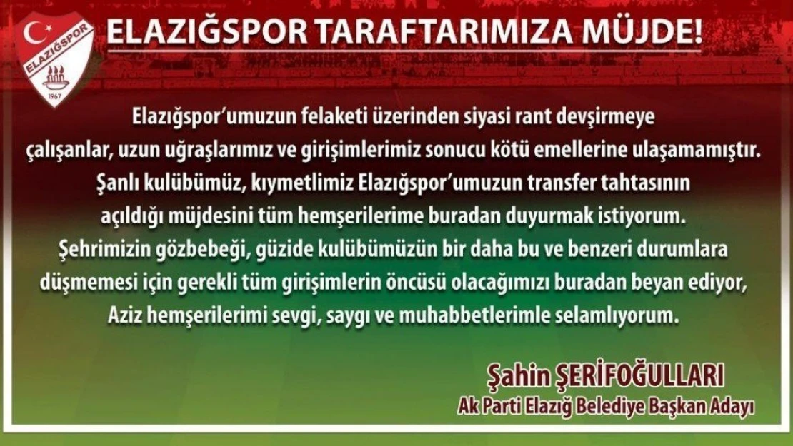 Elazığspor İçin Güzel Günler Göreceğiz