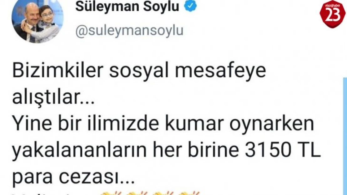 Bakan Soylu'nun paylaştığı o ilde 11 kişiye 34 bin 650 TL ceza kesildi