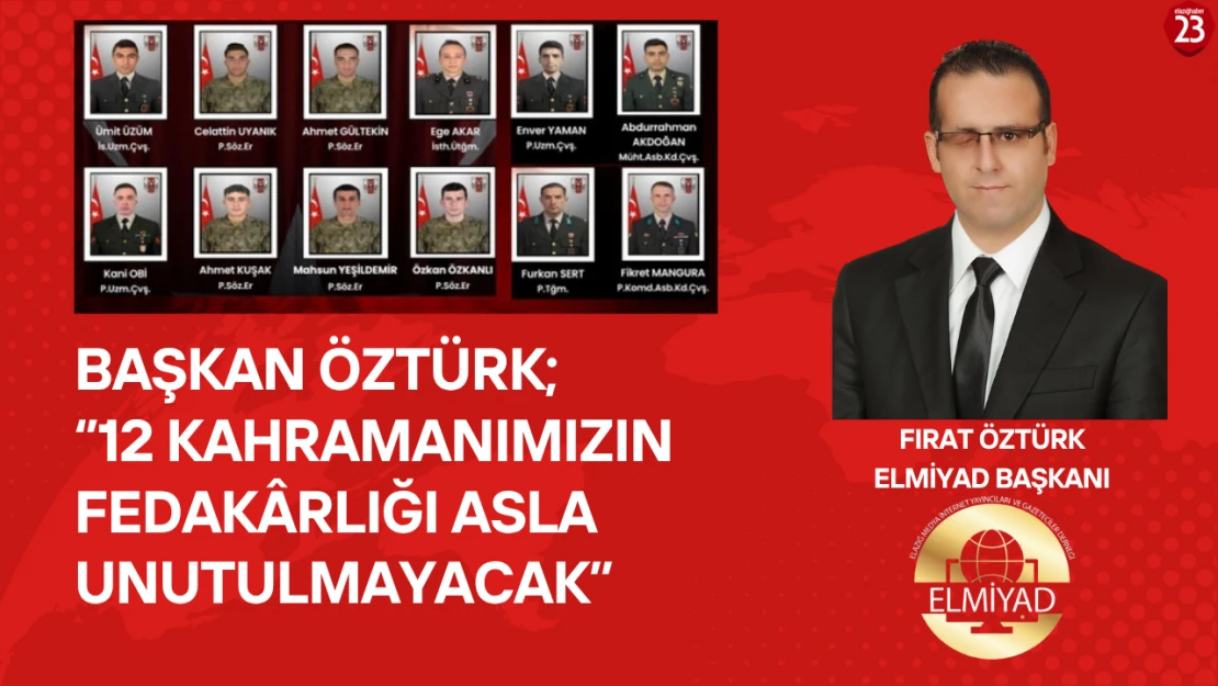 Başkan Öztürk: '12 Kahramanımızın Fedakârlığı Asla Unutulmayacak'
