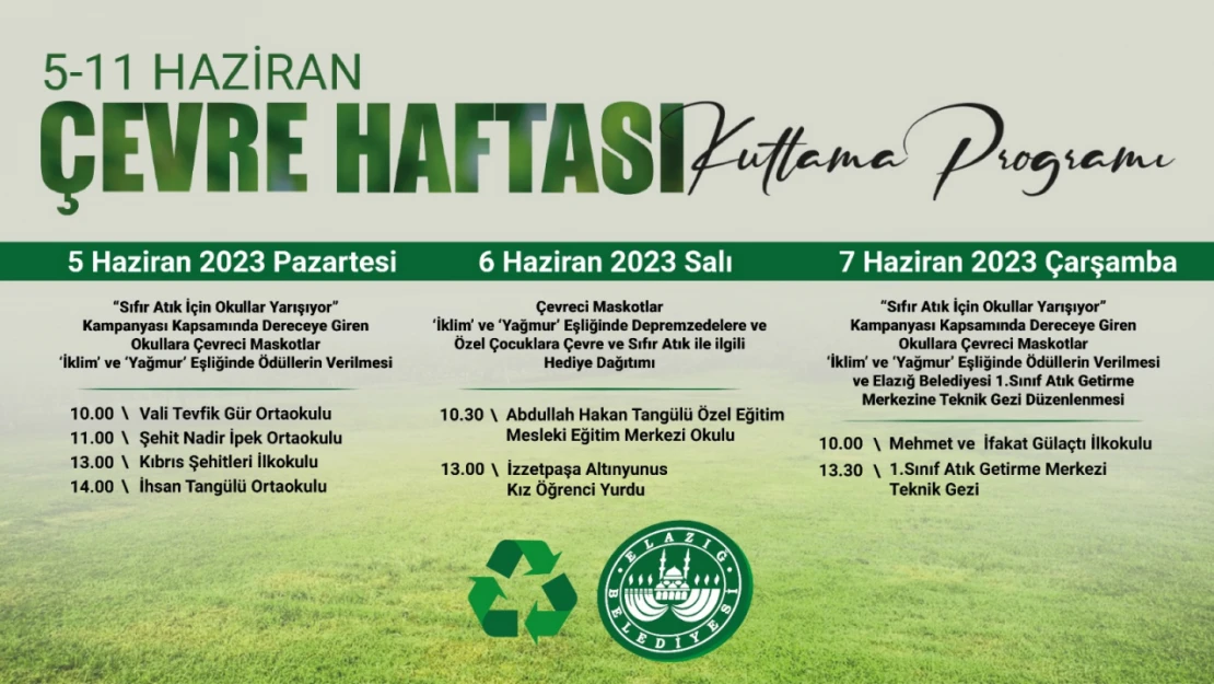 Daha Temiz Bir Elazığ İçin Çevre Haftası Etkinlikleri Başlıyor