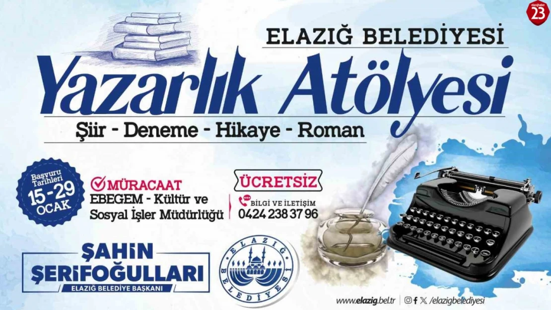 Elazığ Belediyesi'nden Yazarlık Meraklılarına Ücretsiz Atölye Fırsatı