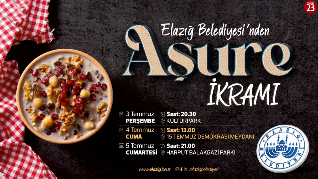 Elazığ Belediyesi'nden Üç Gün Boyunca Üç Noktada Aşure İkramı