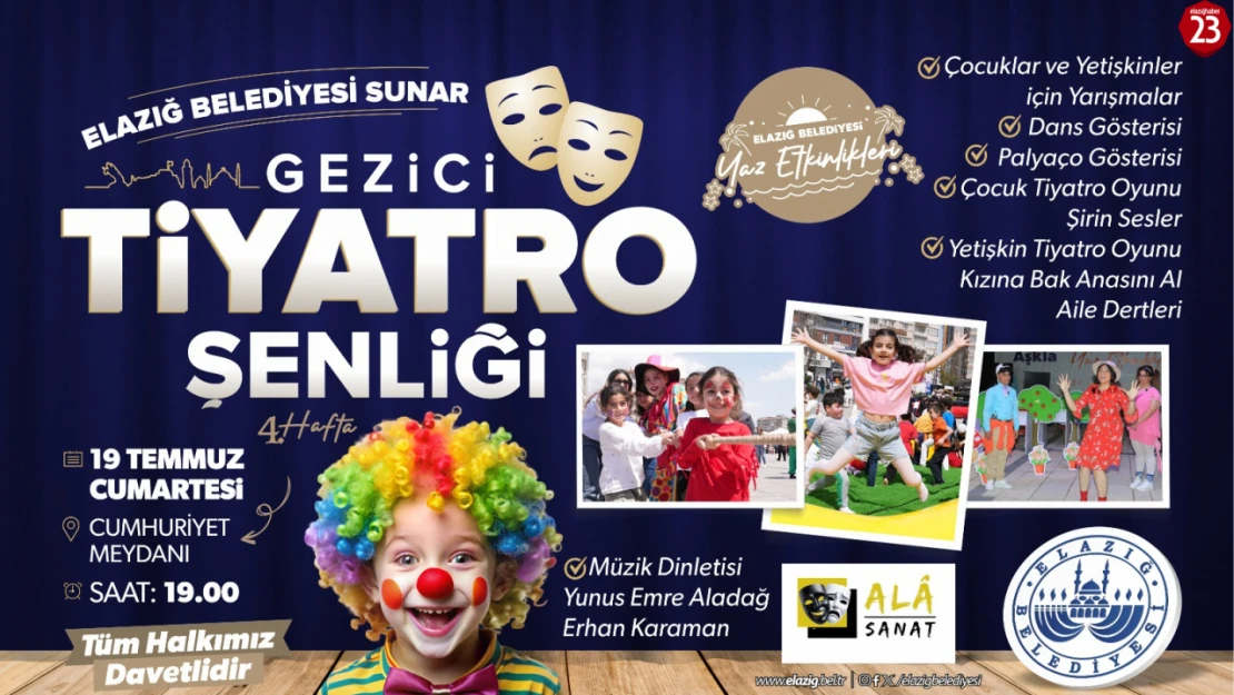 Elazığ Belediyesi'nden Yaz Akşamlarına Kültür Rüzgârı: Tiyatro ve Müzik Bir Arada