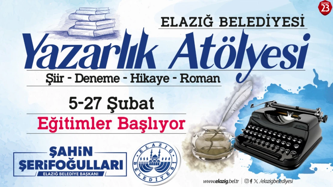 Elazığ Belediyesi'nden Yazarlık Atölyesi Fırsatı: Kaleminizi Geliştirin!