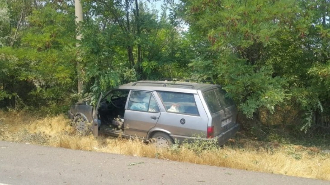 Elazığ'da Otomobil Elektrik Direğine Çaptı Yangın Çıktı, 2 Kişi Yaralandı