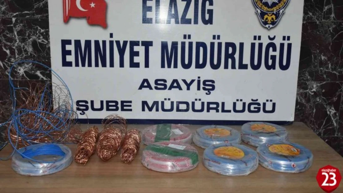 Elazığ'da 21 suç kaydı bulunan 2 şüpheli, çaldıkları kabloları yakarken yakalandı