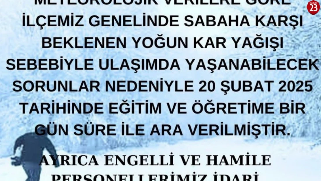 Elazığ'da 3 ilçede eğitime ara verildi