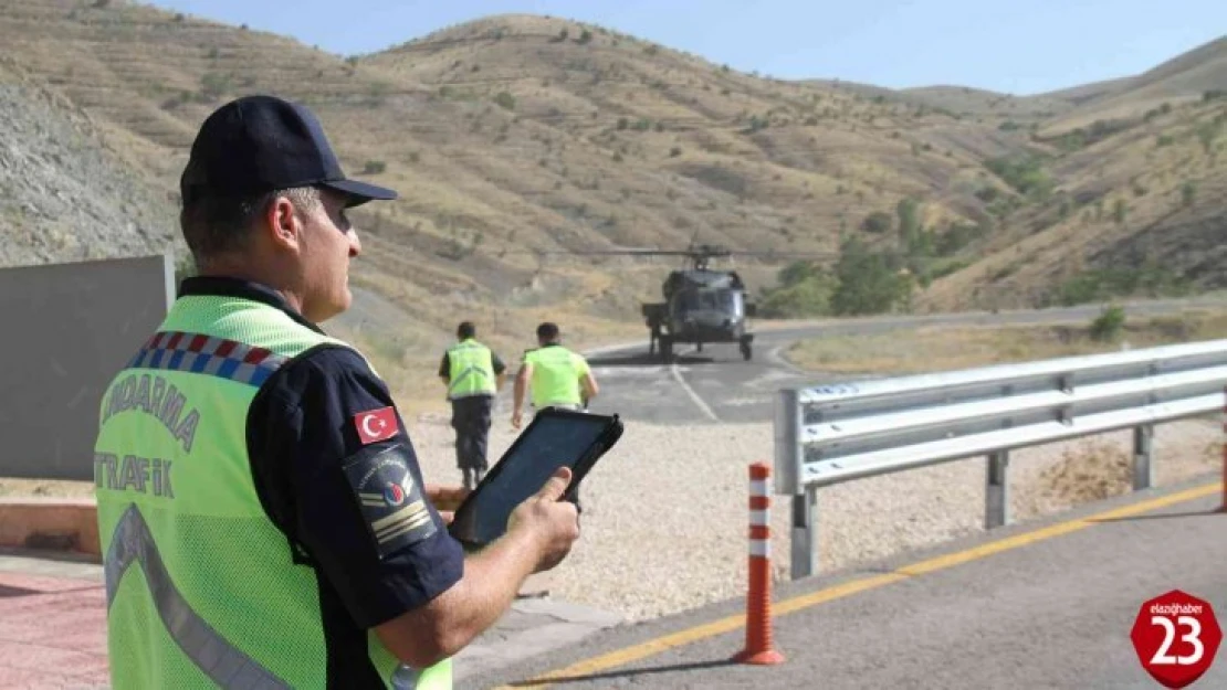 Elazığ'da bayram tatili dönüşü helikopter destekli trafik denetimi