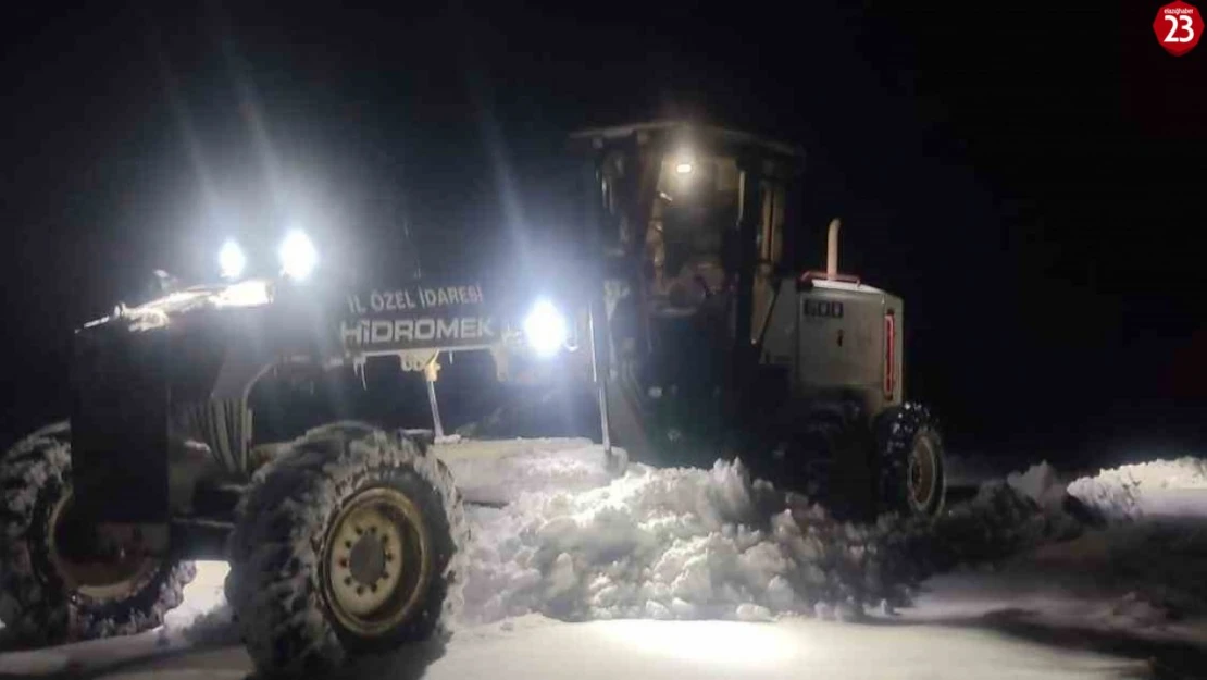 Elazığ'da ekiplerin kar mesaisi gece de devam etti