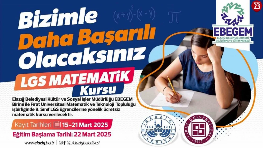 Elazığ Belediyesi'nden LGS Öğrencilerine Ücretsiz Matematik Kursu