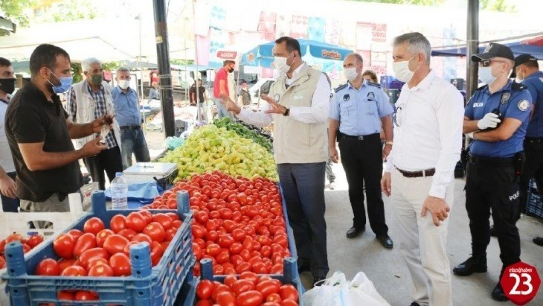 Elazığ'da pazar yerlerinde Covid-19  denetimi