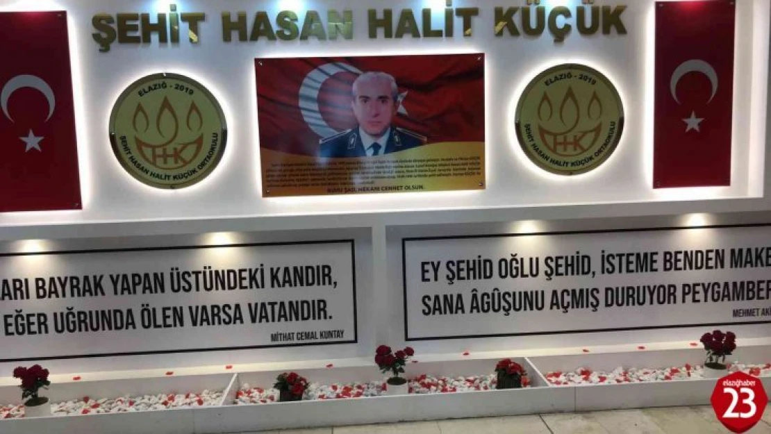 Elazığ'da şehidin adını taşıyan okulda, şehit için köşe yapıldı