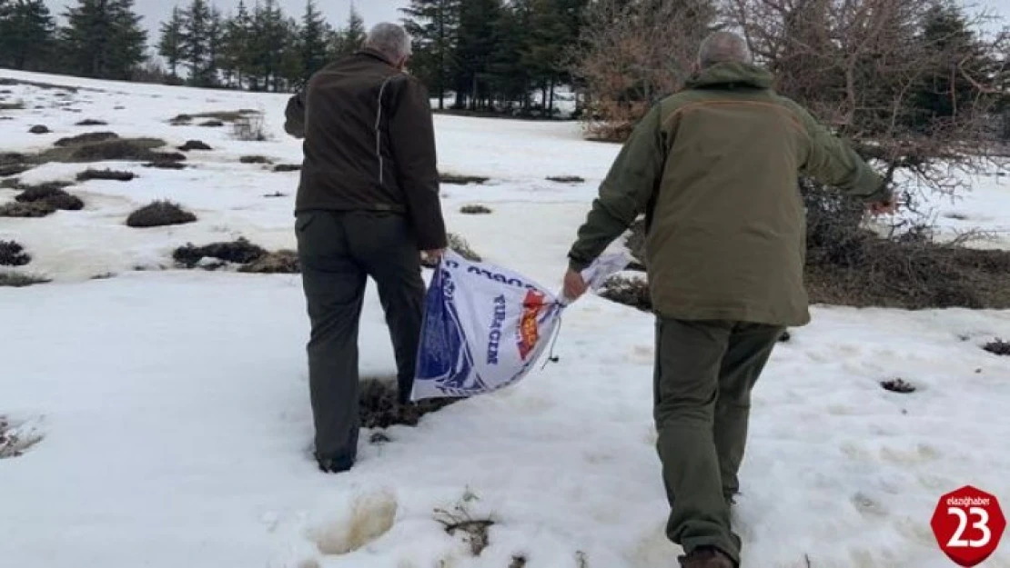 Elazığ'da yaban hayvanları için doğaya yem bırakıldı