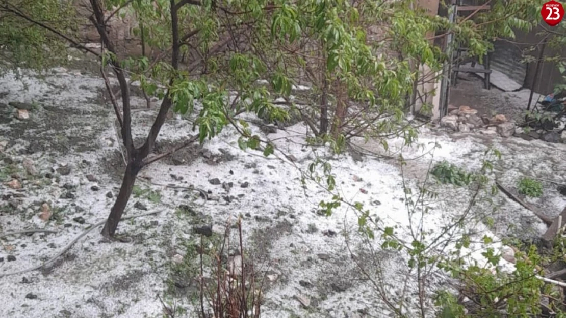 Elazığ'ın Arıcak İlçesinde Dolu Yağışı Hayatı Felç Etti