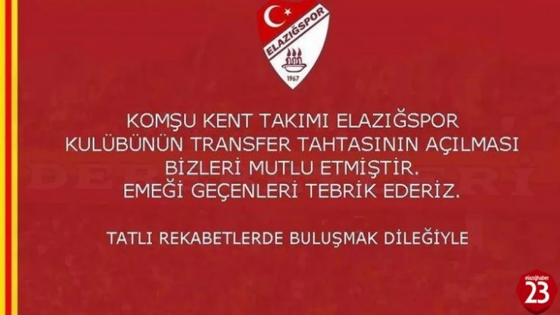 Elazığspor'un transfer yasağını kaldırması Malatya'yı da sevindirdi