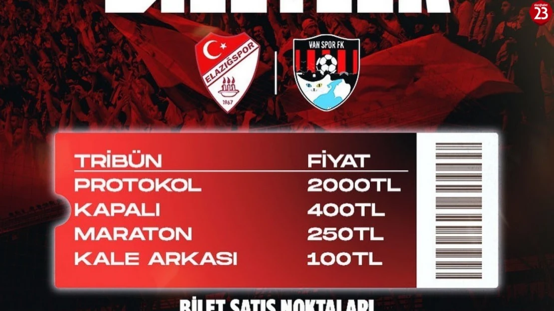 Elazığspor - Vanspor FK rövanş maçı biletleri satışta
