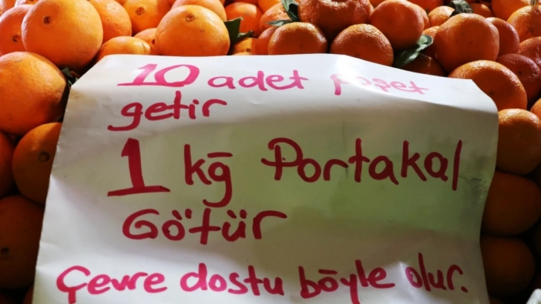 Poşet Sorununa Çözüm, 10 Poşet Getirene 1 Kilo Portakal Bedava