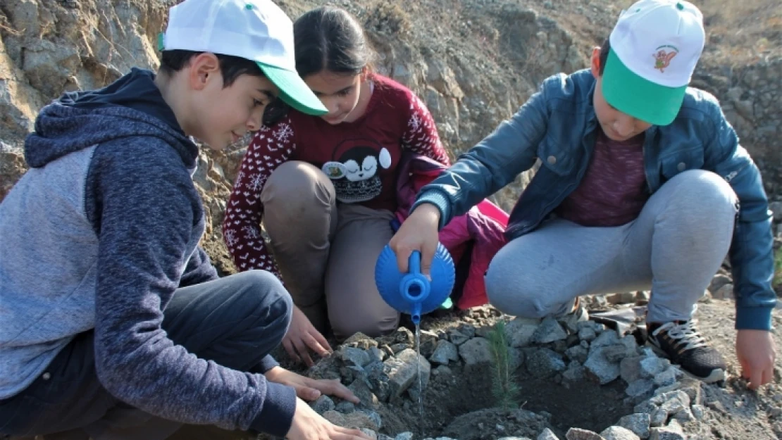 Elazığ'da, Öğrenciler 2 Bin 600 Fidan Dikti