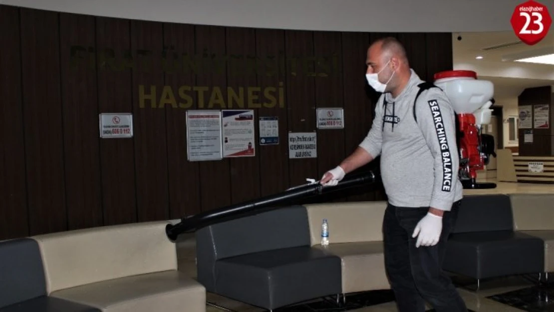 Korona virüsüne karşı Fırat Üniversitesi Hastanesi dezenfekte edildi