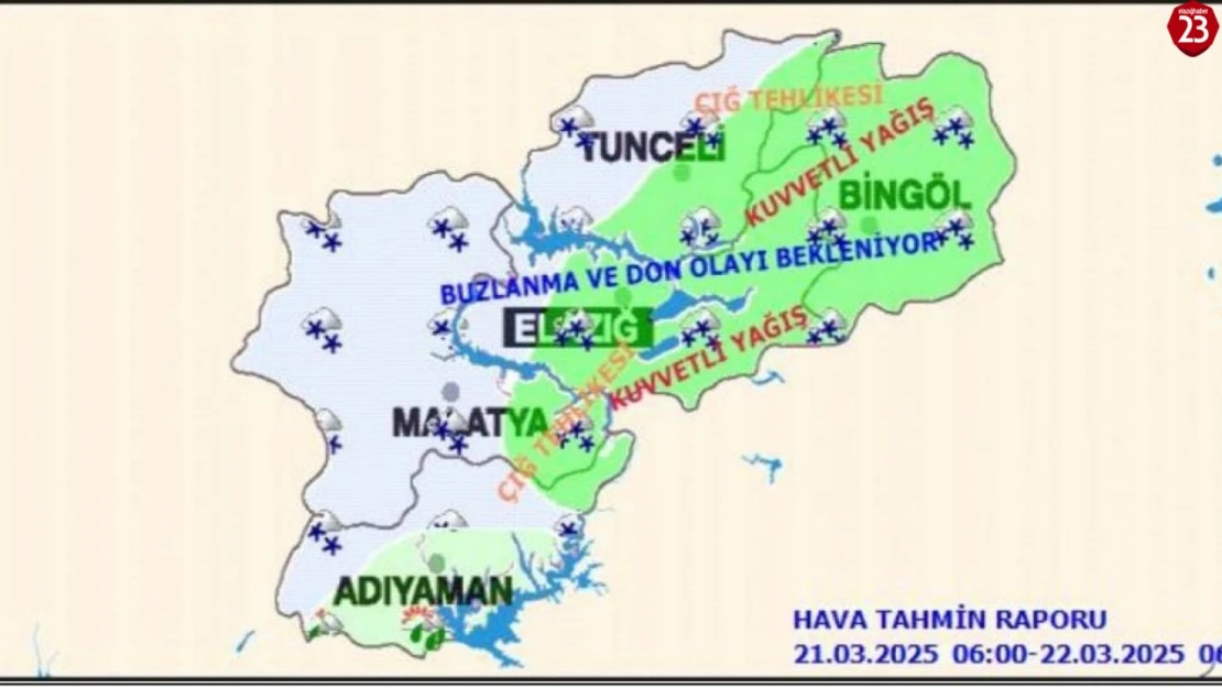 Elazığ, Malatya, Tunceli, Adıyaman ve Bingöl Dikkat!