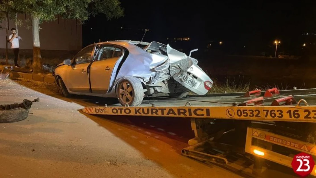 Yol Kenarındaki Ağaçlara Çarpan Otomobil Hurdaya Döndü, 2 Yaralı