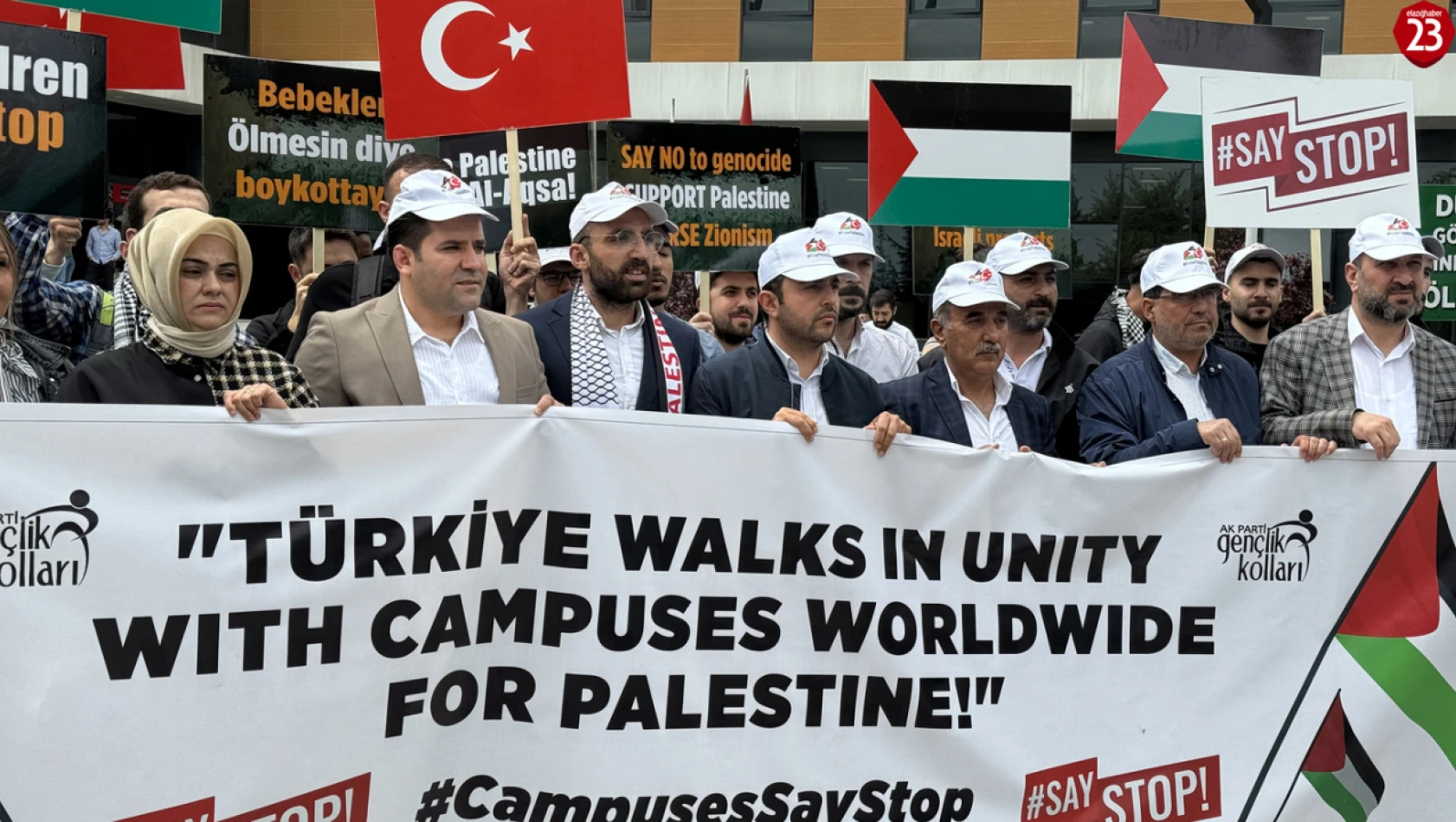 Elazığ'da üniversite öğrencileri ABD'deki Filistin eylemlerine destek verdi