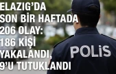 Elazığ'da Son Bir Haftada 206 Olay: 186 Kişi Yakalandı, 9'u Tutuklandı