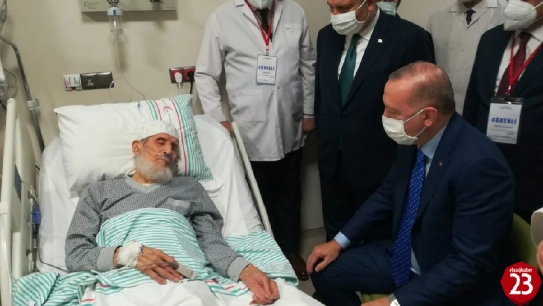 Cumhurbaşkanı Erdoğan'dan Fethi Sekin'in babası ile kanaat önderi Nazırlı'ya hastanede ziyaret