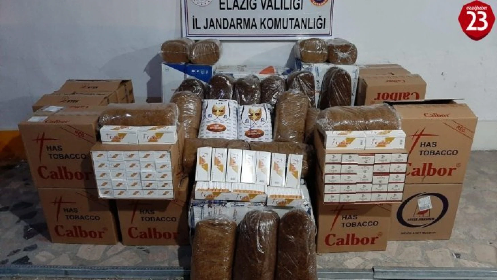 Elazığ'da 750 kilo tütün ile 200 bin adet makaron ele geçirildi