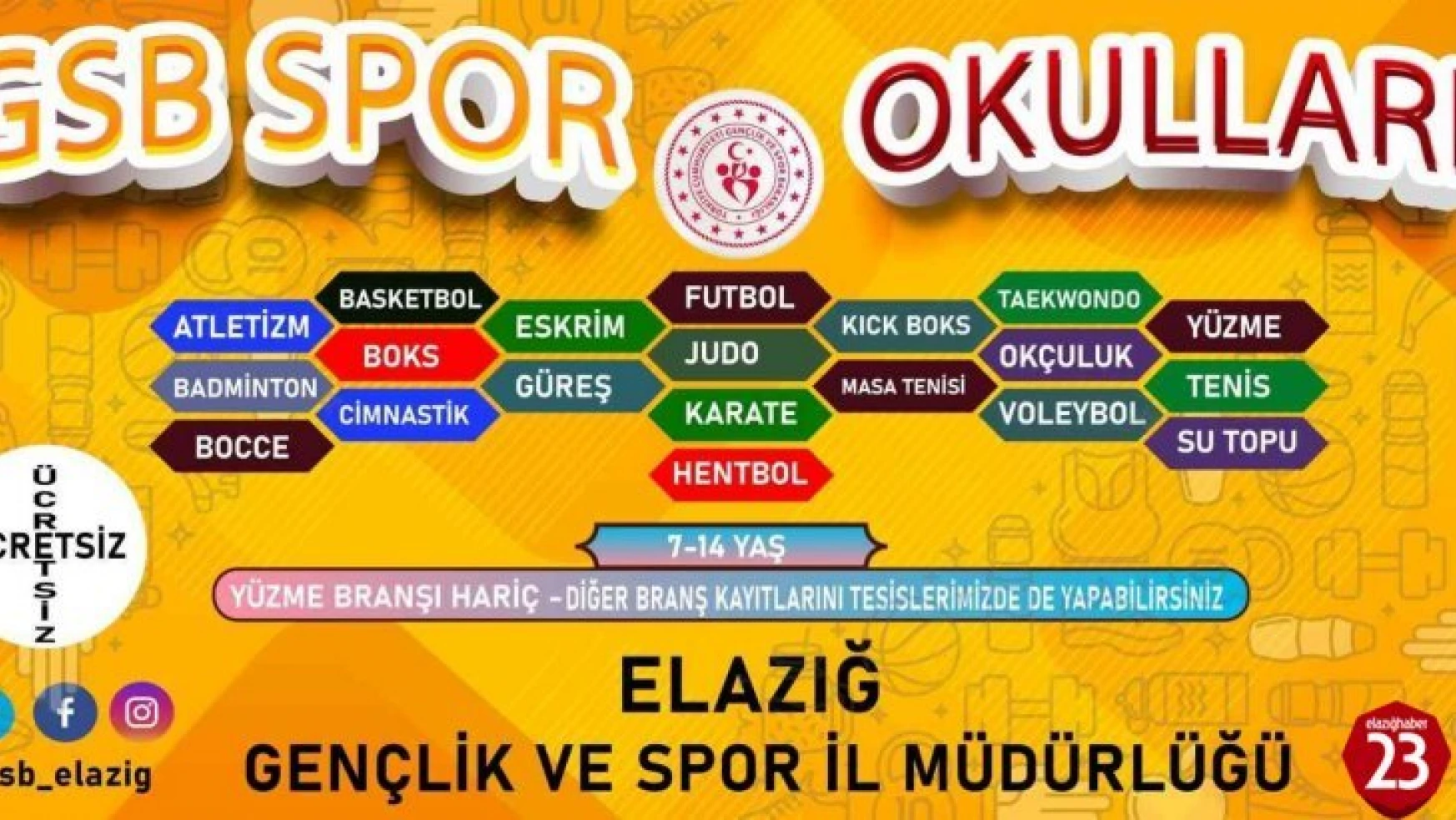 Elazığ'da GSB Spor Okulları kayıtları başladı
