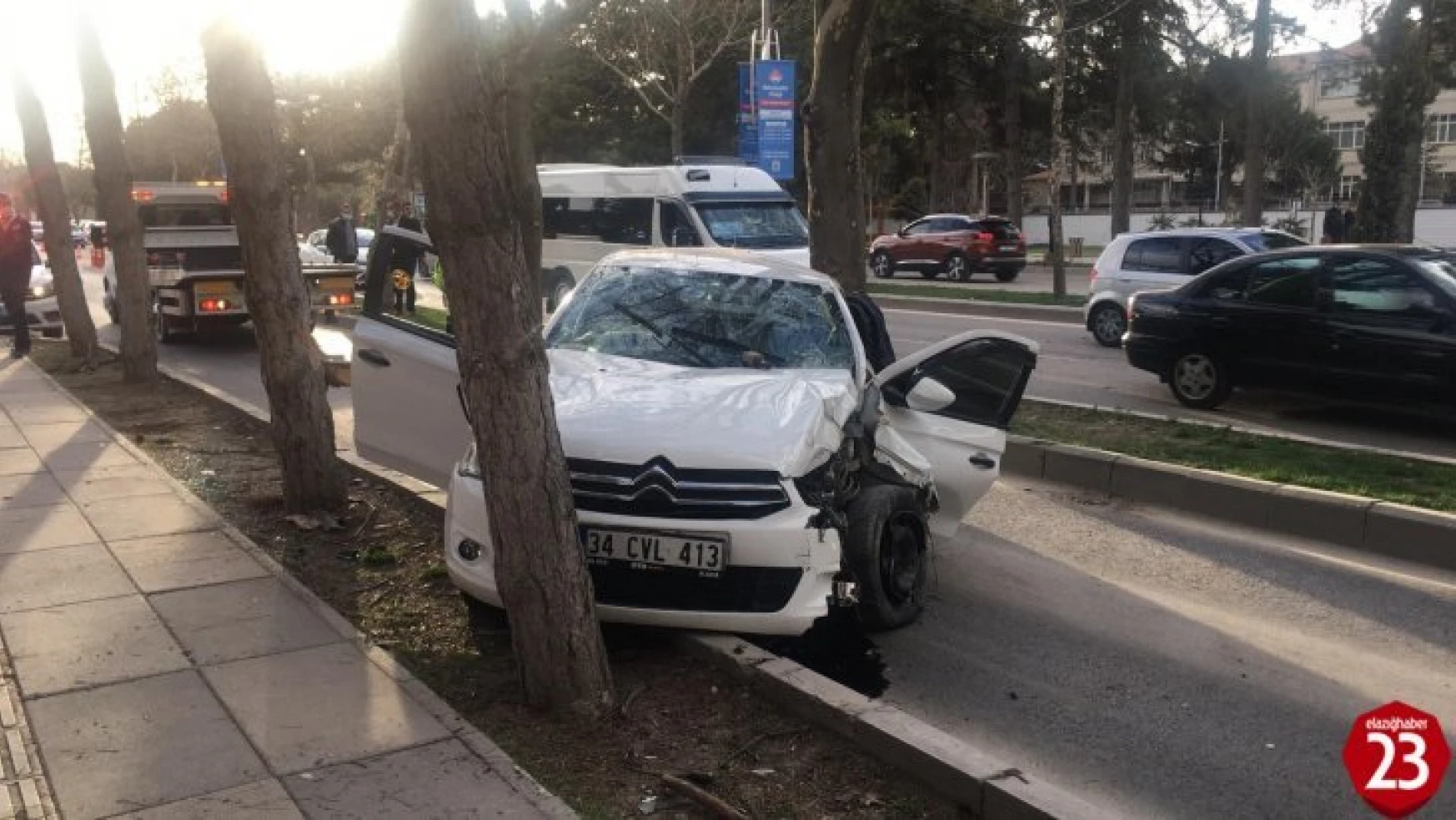 Otomobil ağaca çarptı: 3 yaralı