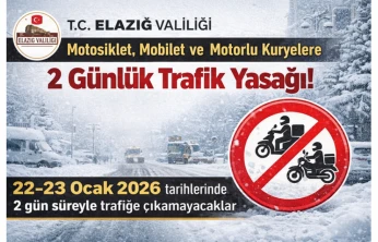 Elazığ'da Kar Tedbiri: Motosiklet ve Kuryelere 2 Gün Trafik Yasağı