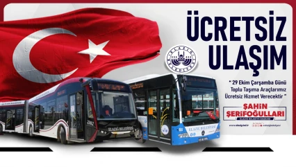 Elazığ Belediyesi'nden 29 Ekim'e Özel Ücretsiz Ulaşım Hizmeti