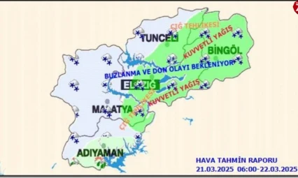 Elazığ, Malatya, Tunceli, Adıyaman ve Bingöl Dikkat!