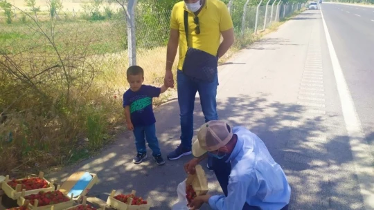48 yıldır meşhur 'Kuyulu' çileğini yol kenarında satıyor