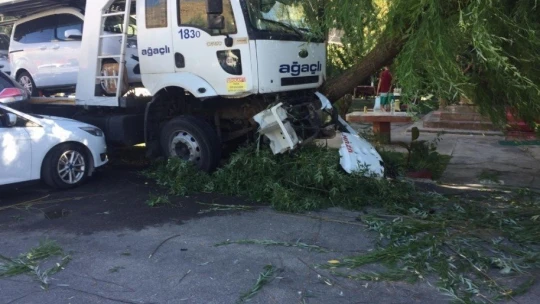 Freni boşalan tır otoparka daldı, 5 aracı biçti: 1 yaralı