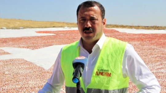 Kurutmalık domateslerle hem Elazığ haritası, hemde ay-yıldız oluşturuldu