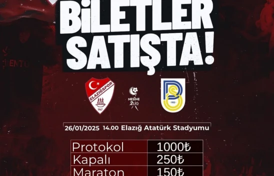Elazığspor, Belediye Derincespor Maçının Biletlerini Satışa Sundu