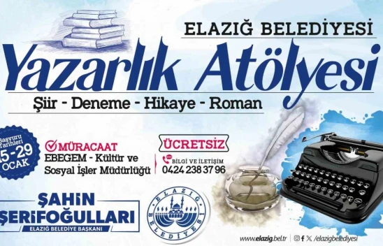 Elazığ Belediyesi'nden Yazarlık Meraklılarına Ücretsiz Atölye Fırsatı