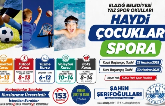 Elazığ Belediyesi'nden Çocuklara Yaz Hediyesi: Ücretsiz Spor Kursları Başlıyor