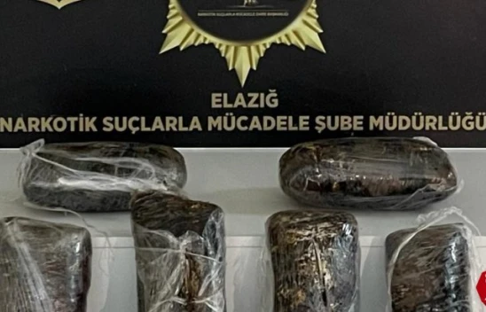 Elazığ'da 7 kilo uyuşturucuyla yakalanan şüpheli tutuklandı