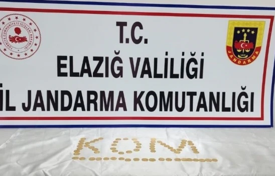 Elazığ'da altın ve tarihi eser niteliği taşıdığı değerlendirilen 70  adet sikke ele geçirildi