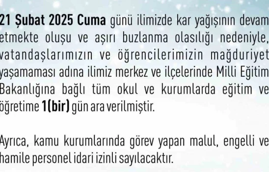 Elazığ'da eğitime kar engeli