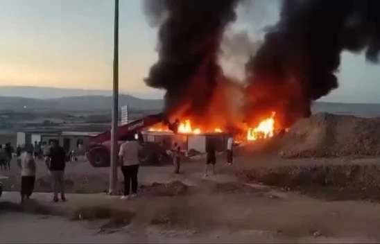 Palu'da İşçilerin Kaldığı konteynerde yangın Çıktı