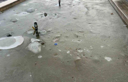 Elazığ'da soğuk hava ve don etkili oldu, süs havuzları buz tuttu