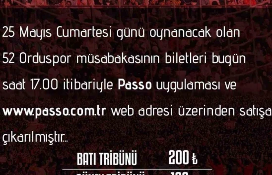 Elazığspor-52 Orduspor maçı biletleri satışta