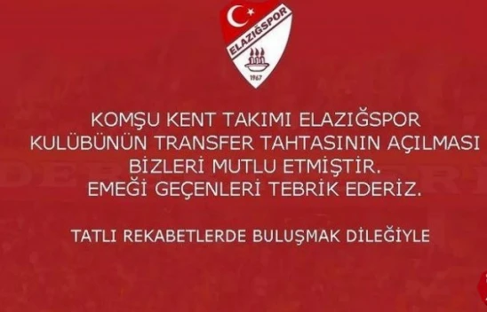 Elazığspor'un transfer yasağını kaldırması Malatya'yı da sevindirdi