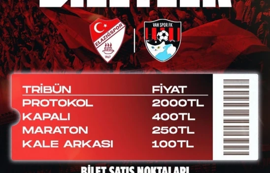 Elazığspor - Vanspor FK rövanş maçı biletleri satışta