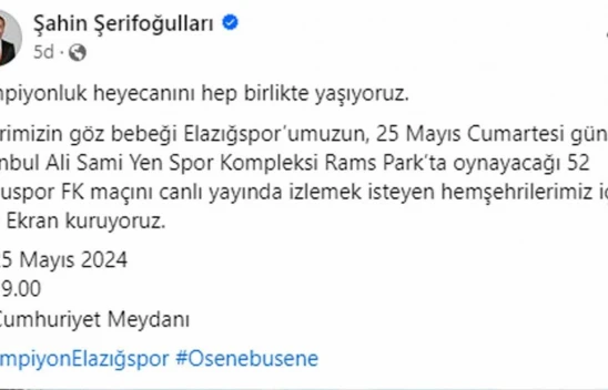 Final maçı için Elazığ'da dev ekran kurulacak